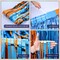 2-Pack Orange & Light Blue Foil Fringe Curtains 3.3x6.6ft Birthday Party Backdrop